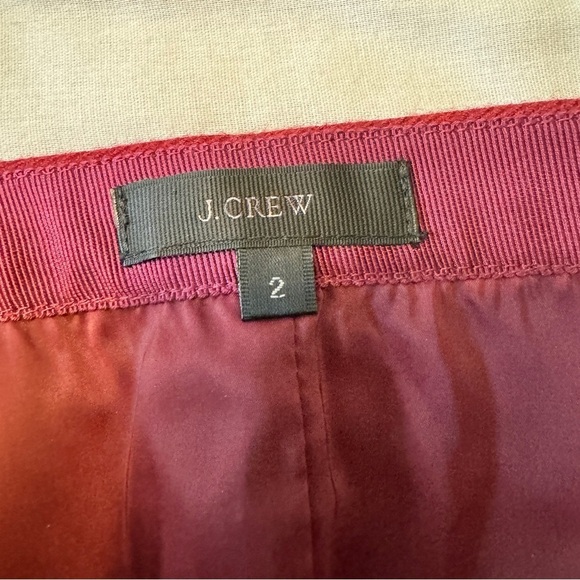 J Crew 2 Deep Red Maroon 100% Wool Pencil Straight Skirt Full Zipper Career - Picture 6 of 6